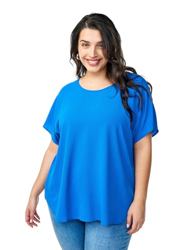 Zizzi Große Größen Damen Kurzarm Bluse mit Rundhals Gr Gr L Daphne - Plus Size Damen Kleidung von Zizzi