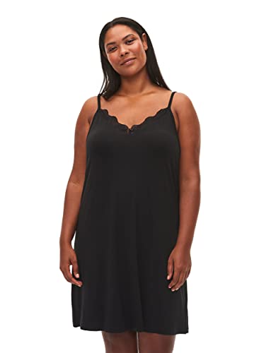 Zizzi Große Größen Damen Negligé aus Viskose mit Spitze Gr 42-44 Black von Zizzi