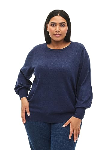 Zizzi Große Größen Damen Strickbluse aus Viskose mit Ballonärmeln Gr 42-44 Dress Blues Mel. von Zizzi