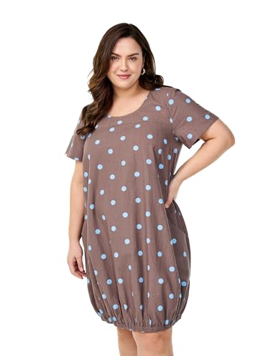 Zizzi Kurzarm Kleid mit Print Gr Gr M Fossil Dot AOP von Zizzi