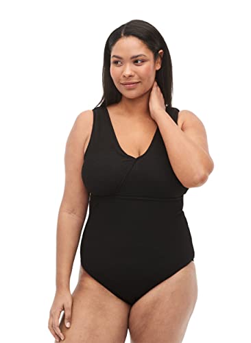 Zizzi Swim Damen Große Größen Badeanzug Gewickelt Gr 50 Black von Zizzi