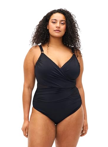 Zizzi Swim by Damen Große Größen Badeanzug Wickel Größe Gr 56 Black von Zizzi