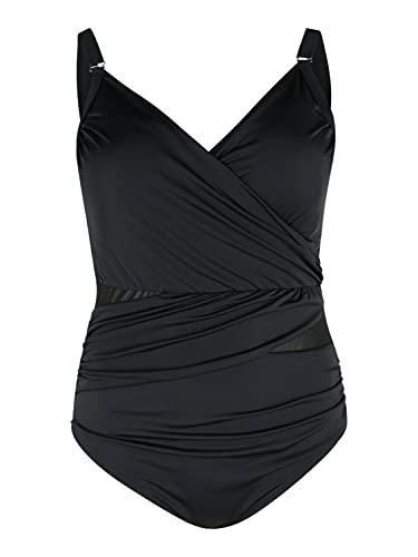 Zizzi Swim by Damen Große Größen Badeanzug mit Wickeleffekt Gr Gr 44 Black von Zizzi