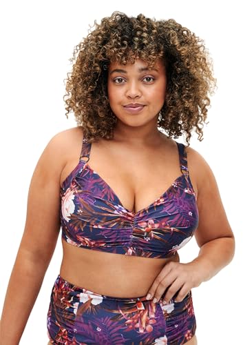 Zizzi Swim by Damen Große Größen Bikini BH Print Gr 48 Purple Flower von Zizzi