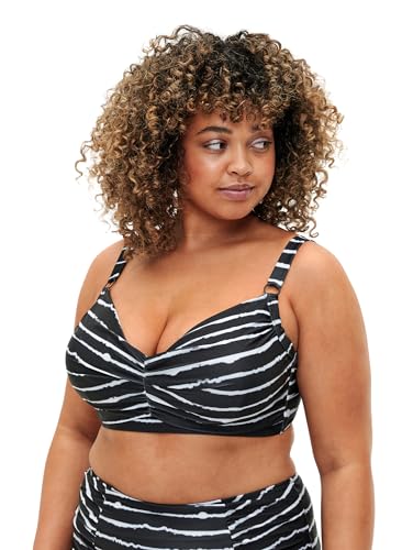 Zizzi Swim by Damen Große Größen Bikini BH Print Gr Gr 46 Black White Stripe von Zizzi