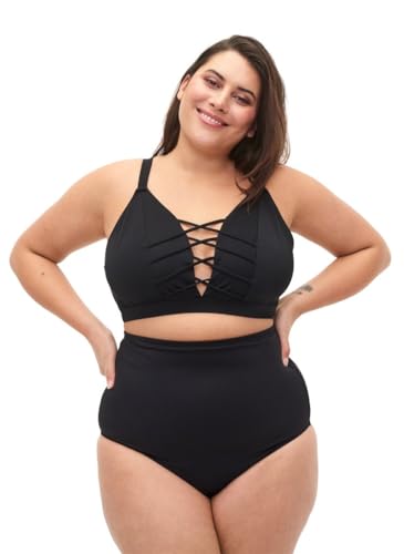 Zizzi Swim by Damen Große Größen Bikini Hose Hohe Taille Gr 50 Black von Zizzi