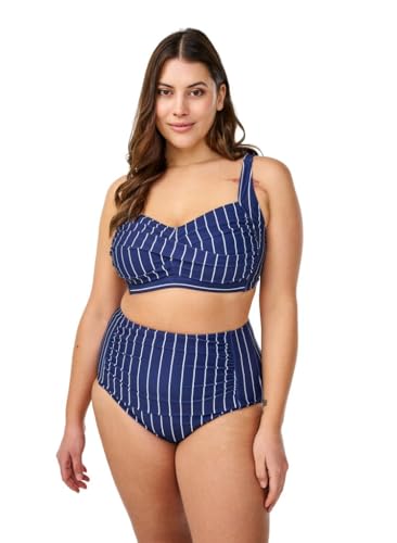 Zizzi Swim by Damen Große Größen Bikini Hose Print Größe Gr 46 Dark Blue Stripe AOP von Zizzi