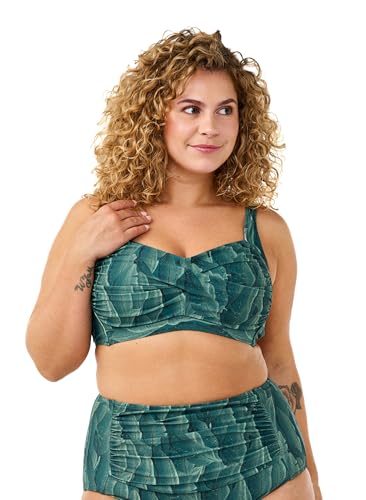Zizzi Swim by Damen Große Größen Bikini Oberteil Print Polsterung Größe Gr 44 Tropical Leaf AOP von Zizzi