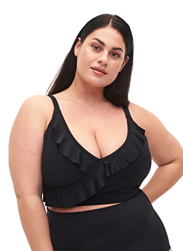 Zizzi Swim by Damen Große Größen Bikini Oberteil Rüschen Einsätze Gr 46 Black von Zizzi