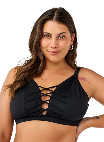 Zizzi Swim by Damen Große Größen Bikini-Top Bänderdetail Gr. Gr 46 Black von Zizzi