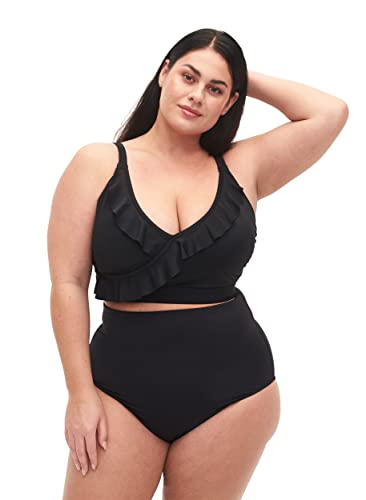 Zizzi Swim by Damen Große Größen Bikini Unterteil Hochtailliert Gr 42 Black von Zizzi