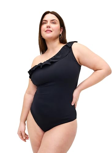 Zizzi Swim by Damen Große Größen Oneshoulder Badeanzug Größen 52 Black von Zizzi