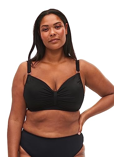 Zizzi Swim by Damen große Größen Bikini-BH mit Bügel Drapierung Größe 42 Black von Zizzi