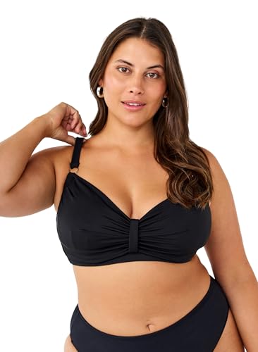 Zizzi Swim by Damen große Größen Bikini BH mit Bügel drapiert Größe Gr 50 Black von Zizzi