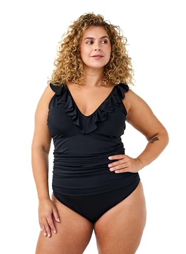 Zizzi Swim by Frauen Große Größen Badeanzug Rüschen Größe Gr 50 Black von Zizzi