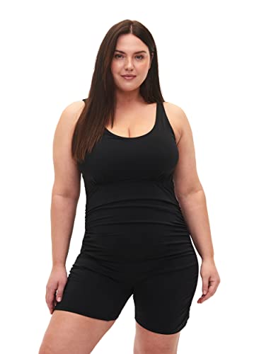 Zizzi Swim by Große Größen Damen Badeanzug mit Bein Gr 46 Schwarz von Zizzi