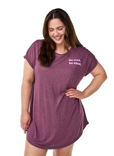 Zizzi Women Große Größen Nachthemd Viskose Druck O-Ausschnitt Größen Gr M Mauve Wine Mel Cool von Zizzi