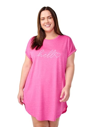 Zizzi Women Große Größen Nachthemd Viskose Druck O-Ausschnitt Größen Gr S Fuchsia Red Mel. Hel von Zizzi