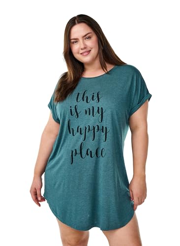 Zizzi Women Große Größen Nachthemd Viskose Druck O-Ausschnitt Größen Gr XL June Bug Mel Happy von Zizzi