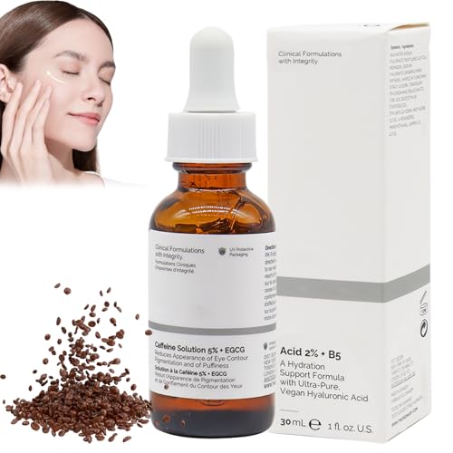 Koffein Augenserum Koffein Solution 5%+ EGCG 30ml Caffeine Eye Augenserum Anti Aging für Augenpflege, Verblassen von Fältchen Augenringe Gesichtsserum für Feuchtigkeitsspendend für Frauen von Zkaoai