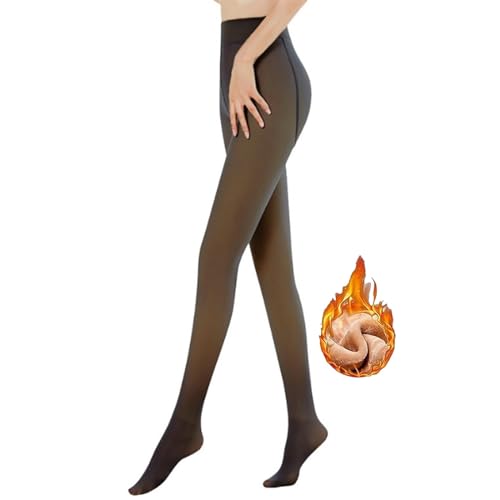 Zkaoai Strumpfhosen Damen Winter, Thermo Strumpfhose Damen, Gefütterte Strumpfhose, Thermostrumpfhosen für Damen, Gefälschte Durchscheinend Plüschstrümpfe Pantyhose Wärmende Fleece Strumpfhose von Zkaoai