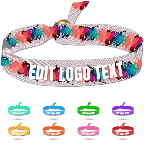 Zkgiftsdz Ab Stück Armband Stoff Personalisiert für Event und Partys, Personalisiertes Armband Stoff mit Text und Logo Admission Identification Armbänder von Zkgiftsdz