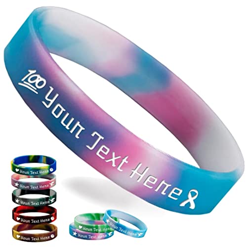 Zkgiftsdz Personalisierte Silikonarmbänder Bulk, Benutzerdefinierte 1/2" Gummiarmband mit Textnachricht, Benutzerdefinierte Gummiband Armbänder für Veranstaltungen, Bewusstsein, Geschenke von Zkgiftsdz