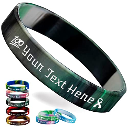 Zkgiftsdz Personalisierte Silikonarmbänder Bulk, Benutzerdefinierte 1/2" Gummiarmband mit Textnachricht, Benutzerdefinierte Gummiband Armbänder für Veranstaltungen, Bewusstsein, Geschenke von Zkgiftsdz