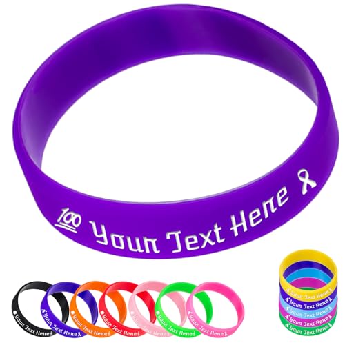 Zkgiftsdz Personalisierte Silikonarmbänder Bulk, Benutzerdefinierte 1/2" Gummiarmband mit Textnachricht, Benutzerdefinierte Gummiband Armbänder für Veranstaltungen, Bewusstsein, Geschenke von Zkgiftsdz