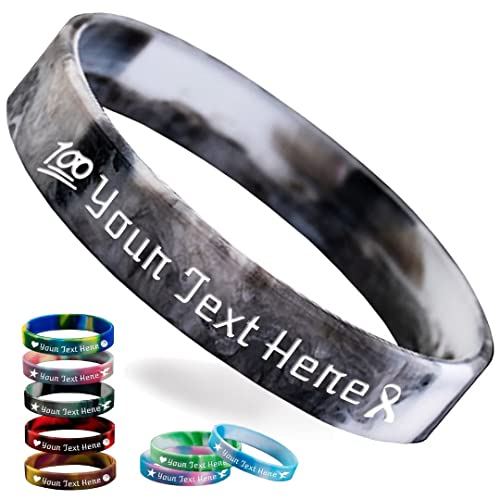 Zkgiftsdz Personalisierte Silikonarmbänder Bulk, Benutzerdefinierte 1/2" Gummiarmband mit Textnachricht, Benutzerdefinierte Gummiband Armbänder für Veranstaltungen, Bewusstsein, Geschenke von Zkgiftsdz