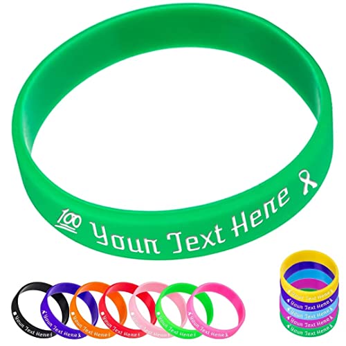 Zkgiftsdz Personalisierte Silikonarmbänder Bulk, Benutzerdefinierte 1/2" Gummiarmband mit Textnachricht, Benutzerdefinierte Gummiband Armbänder für Veranstaltungen, Bewusstsein, Geschenke von Zkgiftsdz