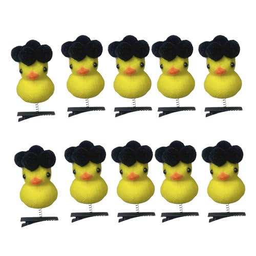 10 x gelbe Cartoon-Enten-Haarspangen mit Blumen-Designs für Kinder, Jugendliche und Frauen, Plüsch-Haarnadel-Haar-Zubehör von Zktfyshk