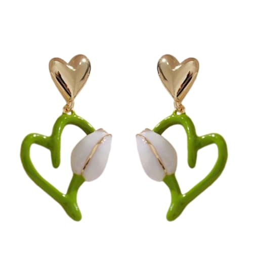 Anspruchsvolle Blumen-Ohrstecker, modische Ohrstecker, Herz-Ohrstecker, Statement-Ohrringe, Ohrschmuck für Damen und Mädchen von Zktfyshk