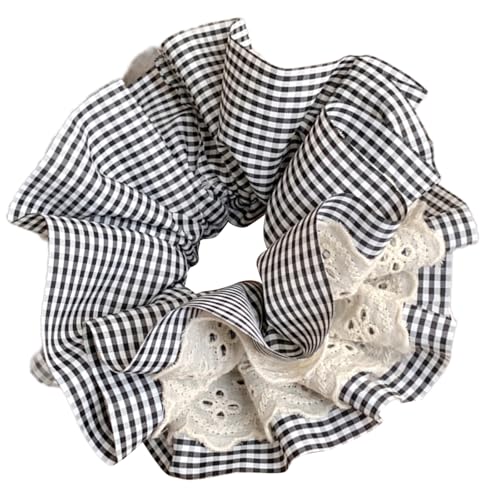 Delikates Spitzenlader Elastic Hair Band Elegant Karierte Elastische Haarringe Für Stilvolle Frauen von Zktfyshk