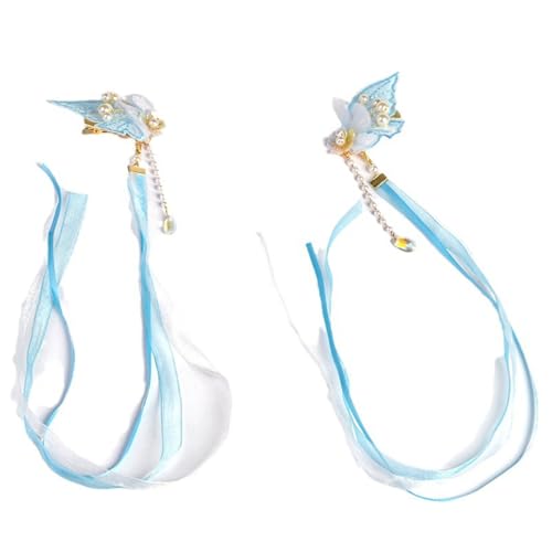 Dreamy Flat Clip Haarnadel 2000er Jahre Ribbon Cottagecore Blumenkopfschmuck Bündel Eleganter Schmetterlingskopfschmuck von Zktfyshk