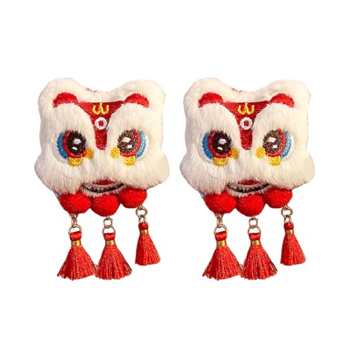 Neujahrs-Haarspange, Perlen, Seitenclip, Quasten, Pompons, süße Schleife, Plüsch, pelzige Haarnadel, süße, coole Foto-Requisiten von Zktfyshk