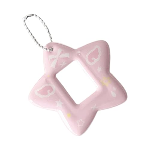 Zktfyshk 2,5 cm Fotohalter, tragbarer Fotokartenhalter mit Schlüsselanhänger, Sternform, Fotokartenhülle für Studenten, Büroangestellte, Wie in der Abbildung gezeigt, 8x8.1cm von Zktfyshk
