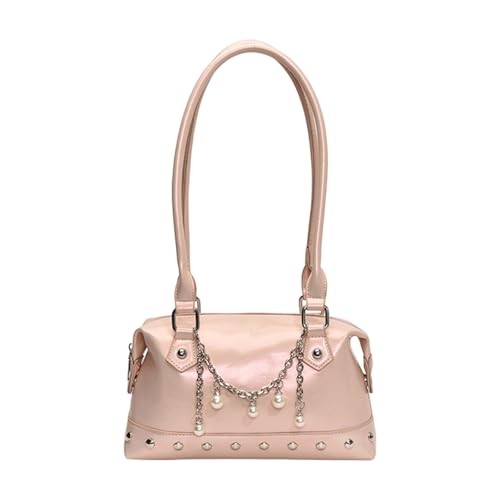 Zktfyshk 2025 Trendy Nieten Schultertasche Große Kapazität PU Leder für Frauen Unterarmtasche für Reisen Arbeit und Partys, Wie in der Abbildung gezeigt, As shown in the figure von Zktfyshk