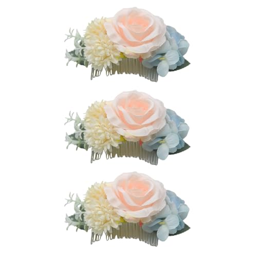 Zktfyshk 3 x Hochzeits-Braut-Kopfschmuck, Haarnadeln, Brautjungfern, Haarspangen, künstliche Blumen, Seitenkämme für Braut, Brautjungfern von Zktfyshk