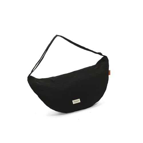 Zktfyshk Damen-Umhängetasche, Cartoon-Bär, Knödel, einfache Kuriertasche, große Kapazität, Crossbody-Tasche, Studenten, Schultasche, Schwarz , 27x9x30cm von Zktfyshk