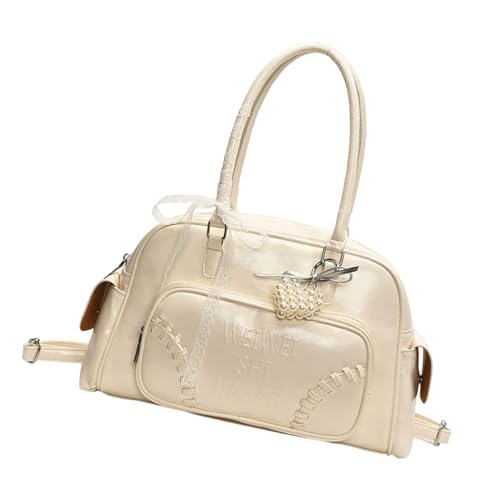 Zktfyshk Damen Umhängetasche mit Schleifen und Spitzendetail PU Leder Handtasche Mode Achseltaschen für den täglichen Gebrauch, weiß, As shown in the figure von Zktfyshk