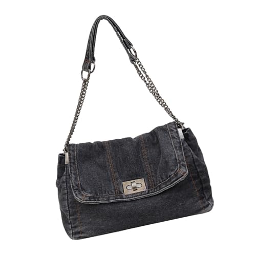 Zktfyshk Damentasche mit Kette, Umhängetasche, große Kapazität, trendige Kuriertasche, Pendlertasche, für Reisen, den täglichen Gebrauch, Schwarz , As shown in the figure von Zktfyshk