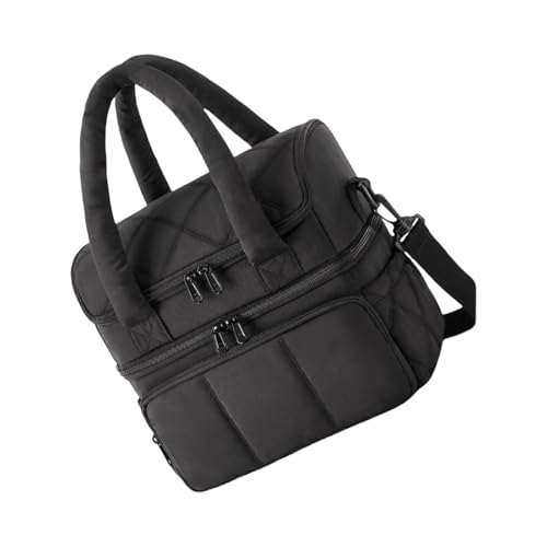 Zktfyshk Doppellagige isolierte Lunchtasche für Damen, gesteppte Puffertasche, auslaufsicher, praktisch und wiederverwendbar, große Kühlung für Arbeit Pi, Schwarz , As shown in the figure von Zktfyshk