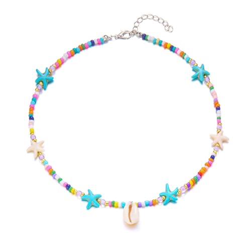 Zktfyshk Elegante Muschel-Halskette für Strandausflüge und alltägliche modische Statement-Stücke mit verstellbarer Perlenkette, 21cm (inclusive) - 50cm (inclusive), Perlen von Zktfyshk