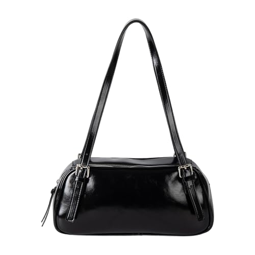 Zktfyshk Elegante PU-Umhängetasche, modische Handtasche, lässige Unterarm-Geldbörse mit glänzendem Finish für Arbeit, Reisen, Einkaufen und Verabredungen, Schwarz , 30*13*11 von Zktfyshk
