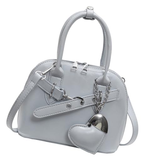 Zktfyshk Elegante Umhängetasche aus PU-Kunststoff, Büro-Handtasche mit Herz-Anhänger und verstellbarem Riemen, Crossbody-Taschen für den täglichen Gebrauch, hellblau, As shown in the figure von Zktfyshk