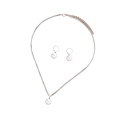 Zktfyshk Elegantes Perlen-Schmuck-Set für Damen, Halskette mit Anhänger, stilvolle Anhänger, Ohrringe, geeignet für Hochzeiten und formelle Veranstaltungen von Zktfyshk