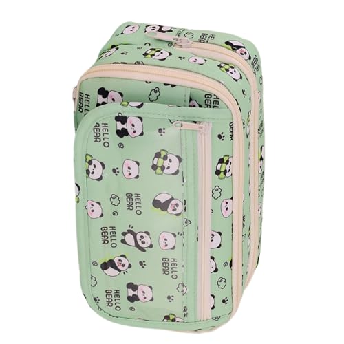 Zktfyshk Federmäppchen mit großem Fassungsvermögen, Stiftehalter, mit Reißverschluss, Reise-Make-up-Tasche für Studenten, grün, Size reference picture von Zktfyshk