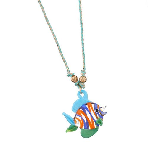 Zktfyshk Halskette mit Fischglas-Anhänger, verstellbare Kette, einzigartige Fisch-Halskette, Glasstruktur für lässige oder formelle Kleidung, 45-50cm, Glasglas von Zktfyshk