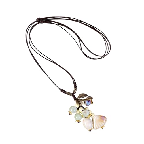 Zktfyshk Handgefertigte Keramik-Blatt-Halskette, einzigartiges Design, tragbarer Schmuck mit verstellbarer Kette für trendige Frauen, Freizeitkleidung, 50-60cm (size can be pulled out), Seil + von Zktfyshk